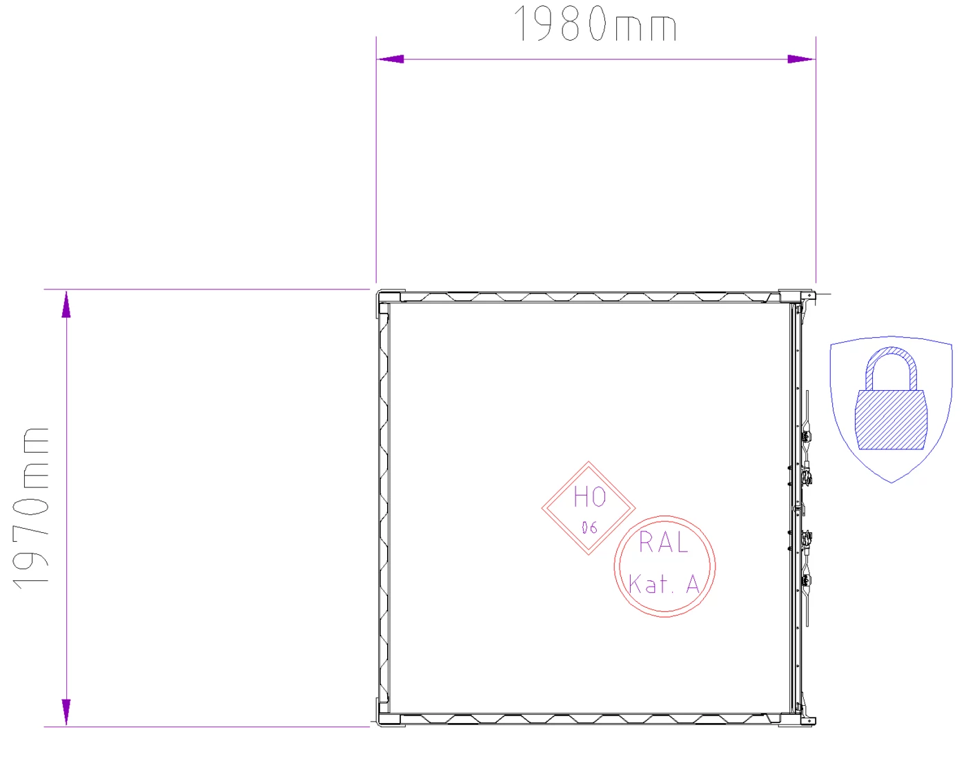Grundriss Lagercontainer 6 ft