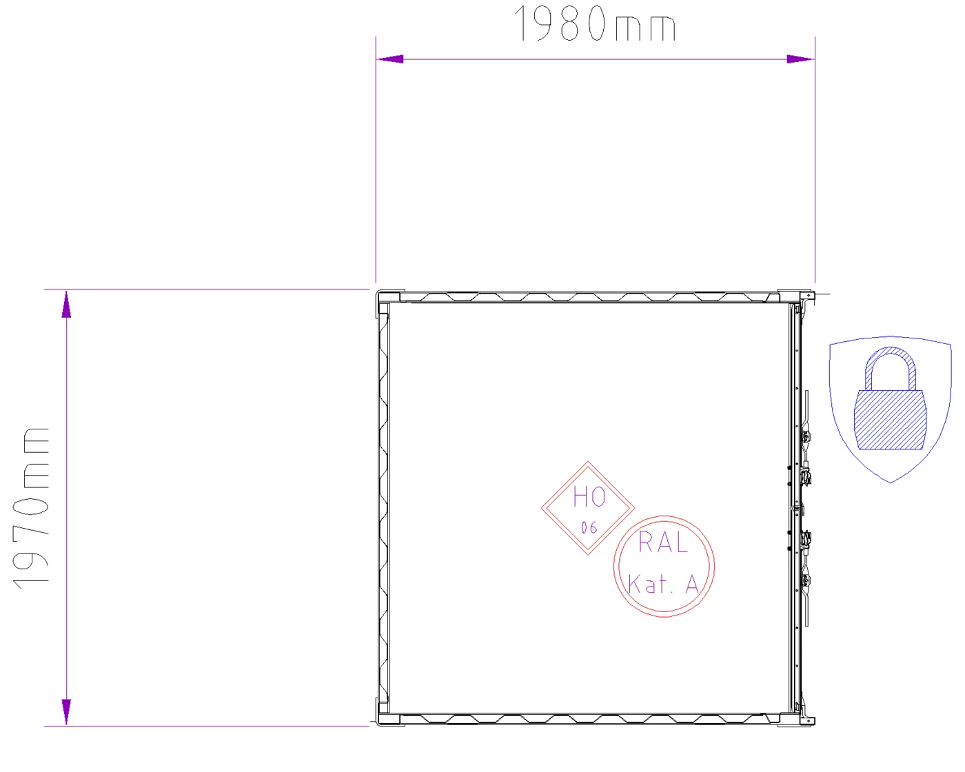 Grundriss Lagercontainer 6 ft