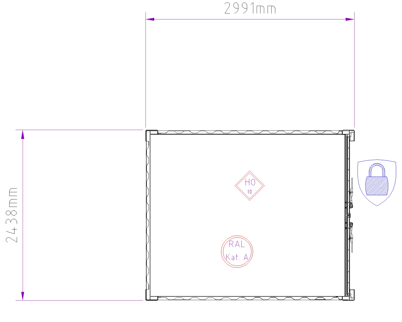 Grundriss Lagercontainer 10 ft